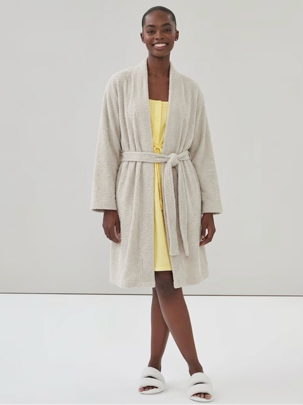Joe Fresh Soft Bouclé Knit Robe | Oatmeal